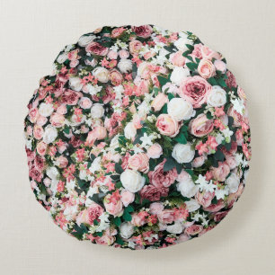 Background of bright colorful artificial flowers.  rundes kissen