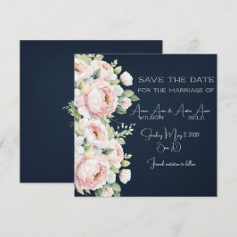 Background Wedding Pink Peonies Navy Save The Date