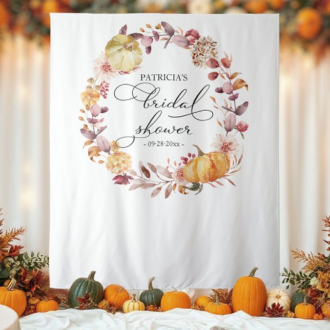 Background Wreath Pumpkin Fall Brautparty Hintergr Wandteppich (Von Creator hochgeladen)