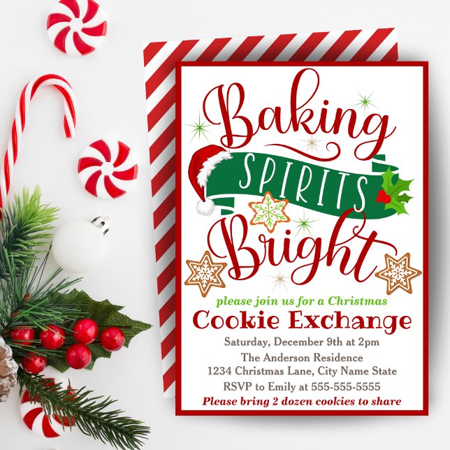 Backgummi Bright Christmas Cookie Exchange Einladung (Baking Spirits Bright Christmas Cookie Exchange Invitation.)