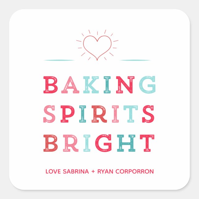 Backgummi Bright farbenfrohe Typografie Cookie Quadratischer Aufkleber (Vorderseite)