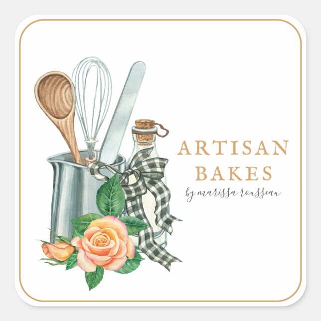 Backhilfsmittel Backbäckermarken Quadratischer Aufkleber (Vorderseite)