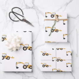 Backhoe-Bauwagen Geschenkpapier Set