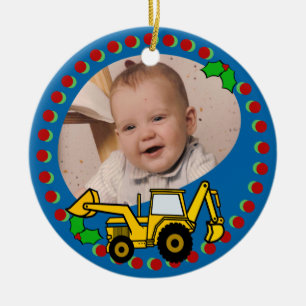 Backhoe Christmas Keramik Ornament