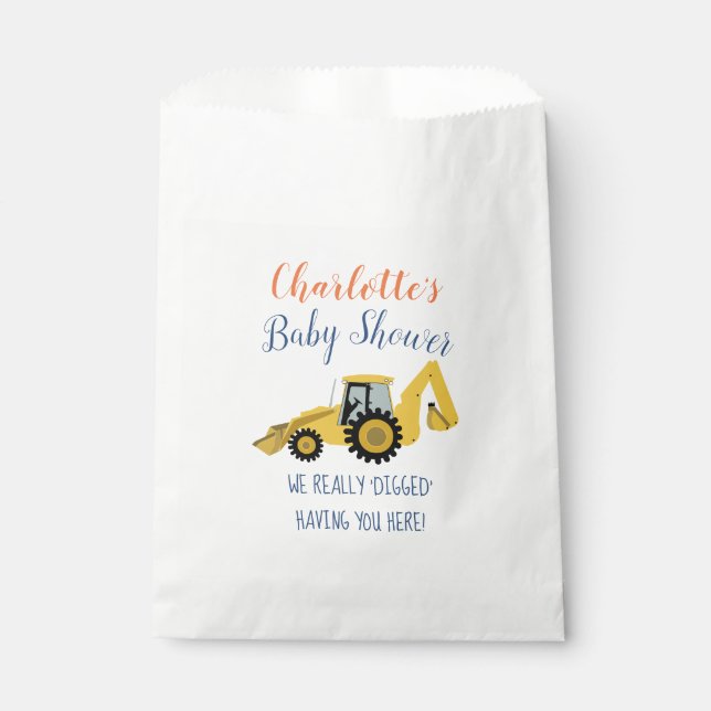 Backhoe Construction Baby Shower Gastgeschenk Bags Geschenktütchen (Vorderseite)