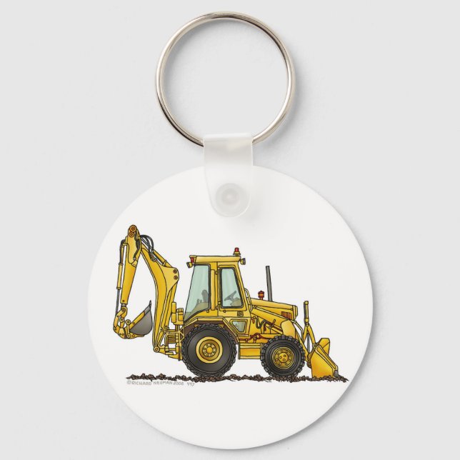 Backhoe Digger Loader Baukastenketten Schlüsselanhänger (Vorderseite)