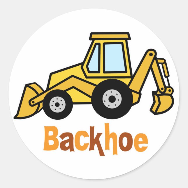 Backhoe Runder Aufkleber (Vorderseite)
