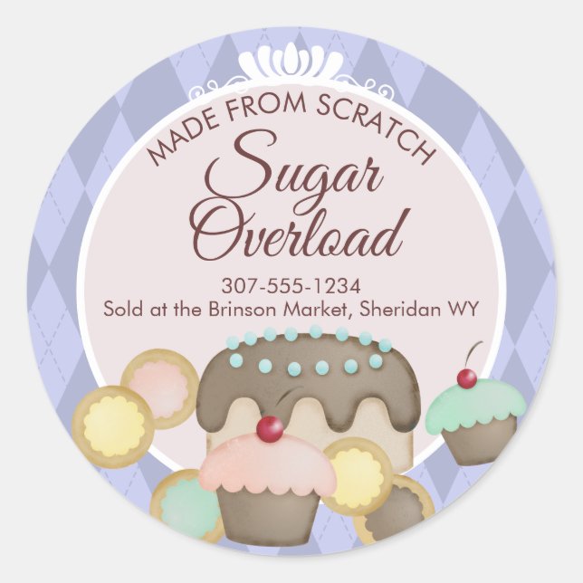 Backkuchen Kuchen Kuchen Backgeschenk Aufkleber.. Runder Aufkleber (Vorderseite)