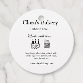 Backkuchen mit Zutaten aus Liebe q r Geschenkanhänger