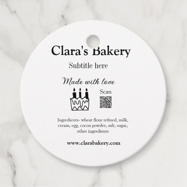 Backkuchen mit Zutaten aus Liebe q r Geschenkanhänger (Vorderseite)