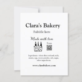 Backkuchen mit Zutaten aus Liebe q r Postkarte