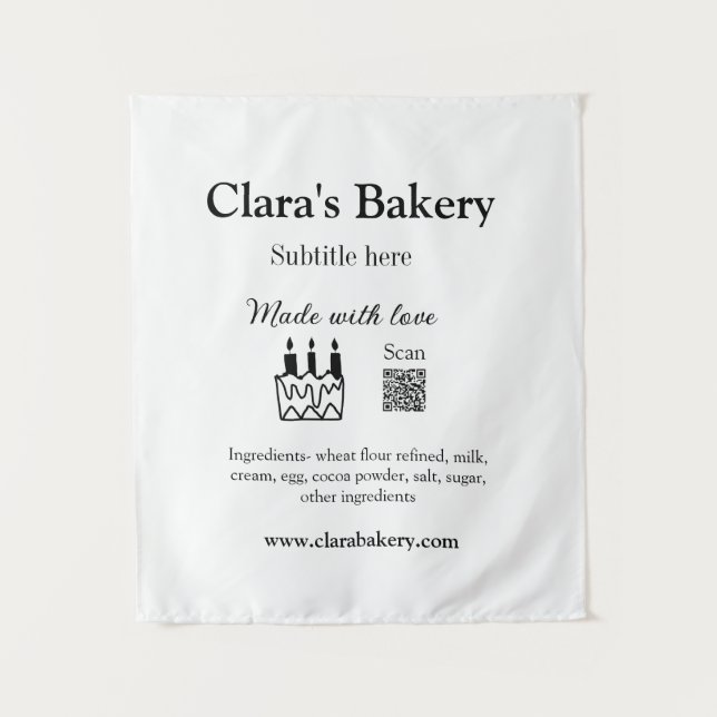 Backkuchen mit Zutaten aus Liebe q r Wandteppich (Vorderseite)