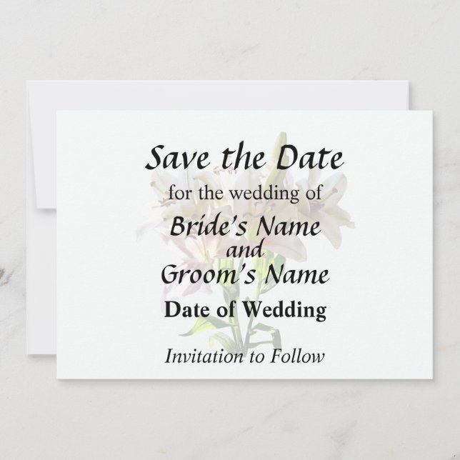 Backlit Pale Pink Lilies Save The Date (Vorderseite)