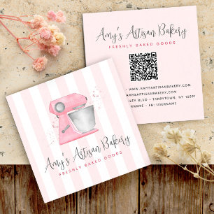 Backmischermaschine Rosa QR-Code Streifenmuster Quadratische Visitenkarte