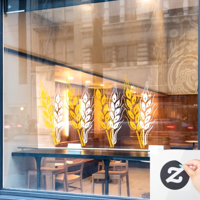 Backofen oder Café Business Weizenohren dekorativ Fensteraufkleber (Café-Fenster)