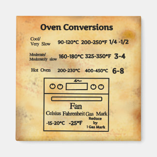 Backofen-Temperaturumrechnungstabelle Magnet