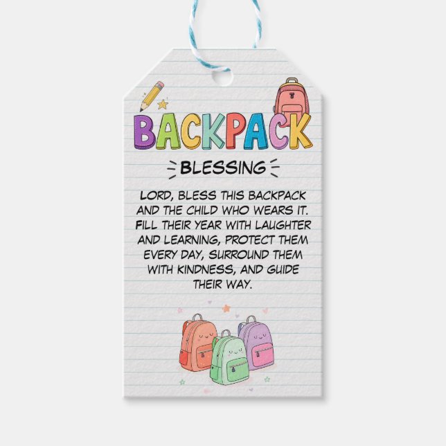 Backpack Blessing Double-Sided Tag Geschenkanhänger (Vorderseite)