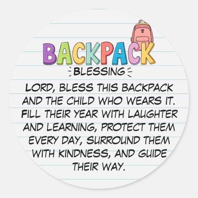 Backpack Blessing Prayer Sticker (Vorderseite)