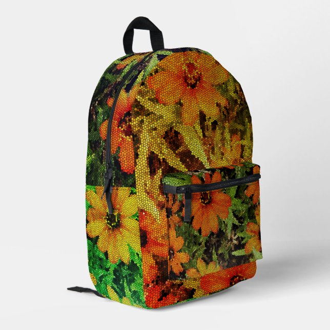 Backpack für Block-Blume Bedruckter Rucksack (Rückseitige Ecke links)