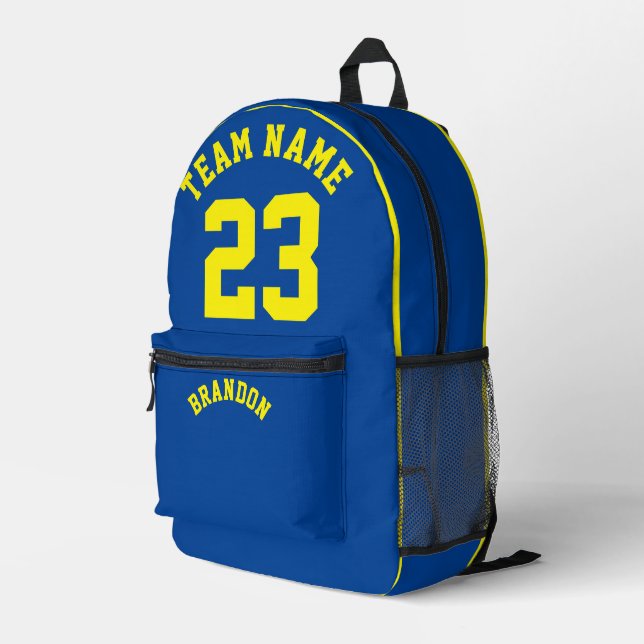 Backpack Kinder Basketballknaben blau Bedruckter Rucksack (Rückseitige Ecke Rechts)