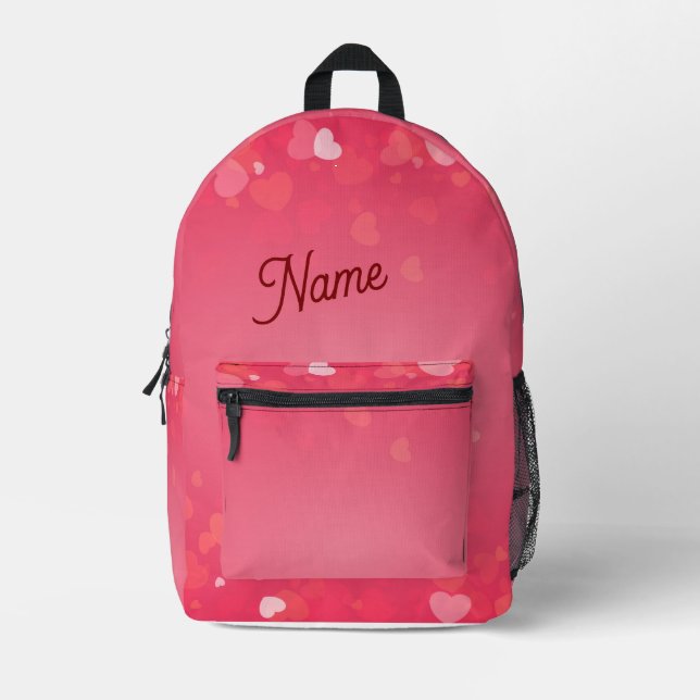 Backpack mit personalisiertem rosa Herz - Individu Bedruckter Rucksack (Vorderseite)