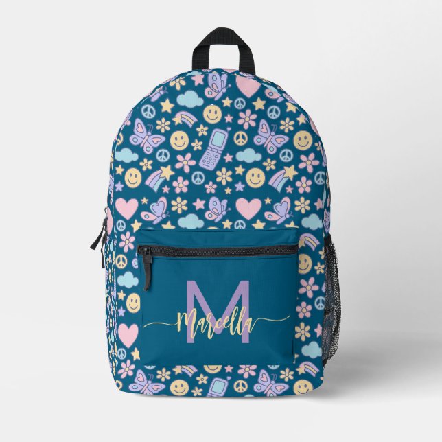 Backpack Pastel Ästhetisches Muster mit anfänglich Bedruckter Rucksack (Vorderseite)