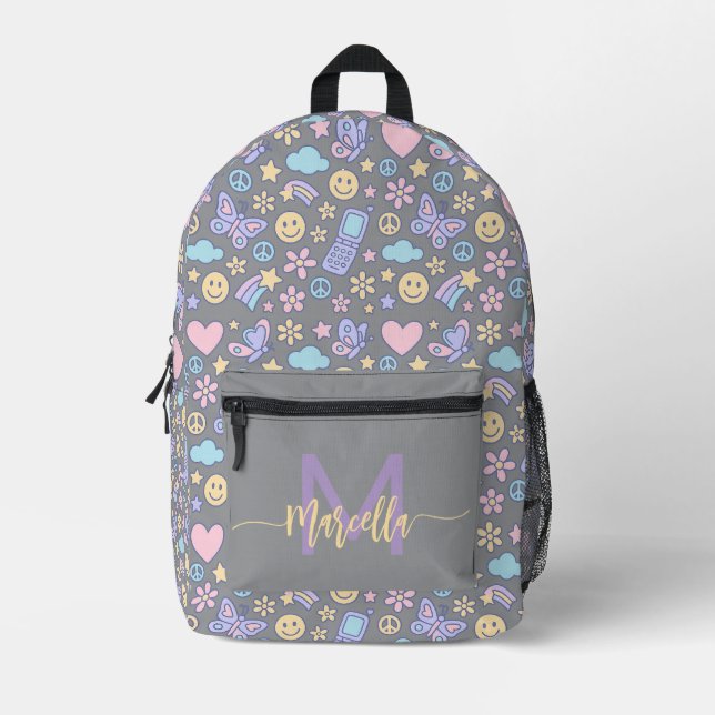 Backpack Pastel Ästhetisches Muster mit anfänglich Bedruckter Rucksack (Vorderseite)