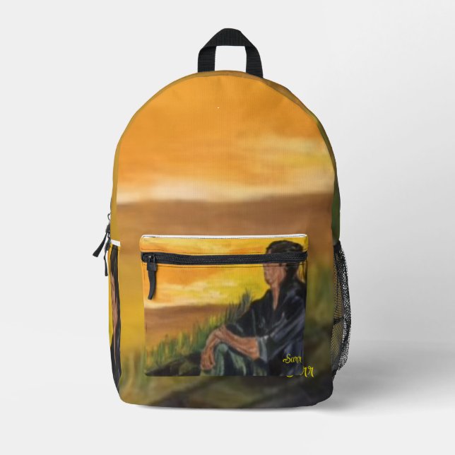 Backpack : Thinking within The Morning Sunrise .  Bedruckter Rucksack (Vorderseite)