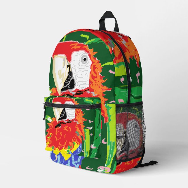 Backpack  :  Traveling Parrot  Bedruckter Rucksack (Rückseitige Ecke Rechts)