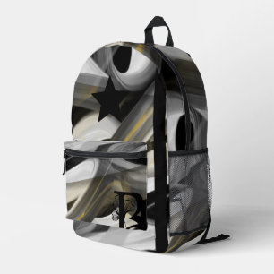 Backpack Trend Abstrakt Art Schwarz-weiß Gold Bedruckter Rucksack