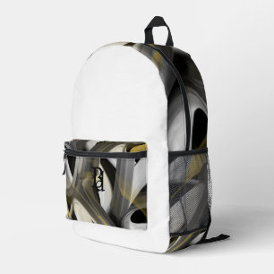 Backpack Trend Abstrakt Art Schwarz-weiß Gold Bedruckter Rucksack