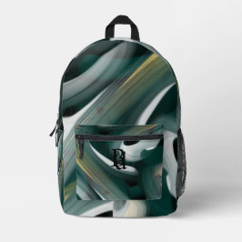 Backpack Trend Abstrakt Art Schwarz-weiß grün Bedruckter Rucksack