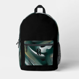 Backpack Trend Abstrakt Art Schwarz-weiß grün Bedruckter Rucksack
