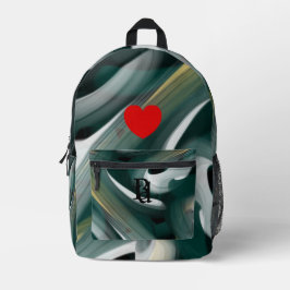 Backpack Trend Abstrakt Art Schwarz-weiß grün Bedruckter Rucksack