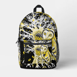 Backpack – Urban Tree Owl & Wealth Surreal Pop-Art Bedruckter Rucksack
