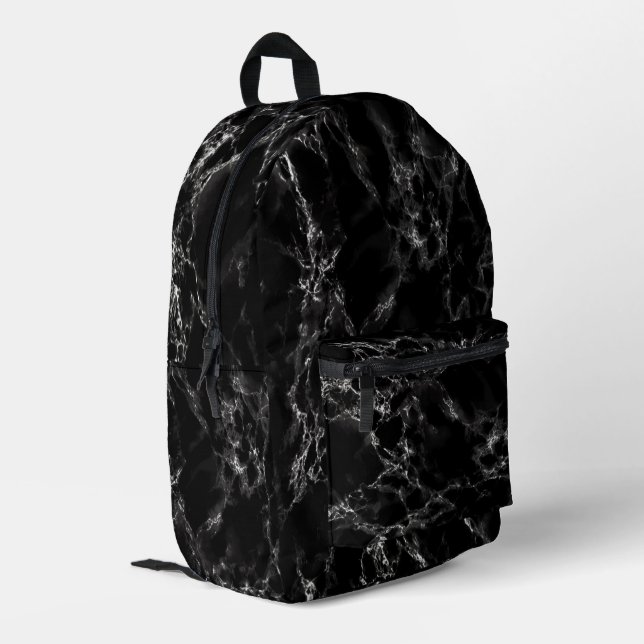 Backpack zum Design von schwarzem Marmor Bedruckter Rucksack (Rückseitige Ecke links)