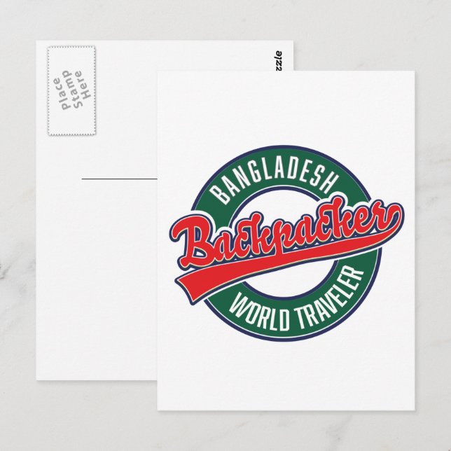 Backpacker Postkarte (Vorne/Hinten)