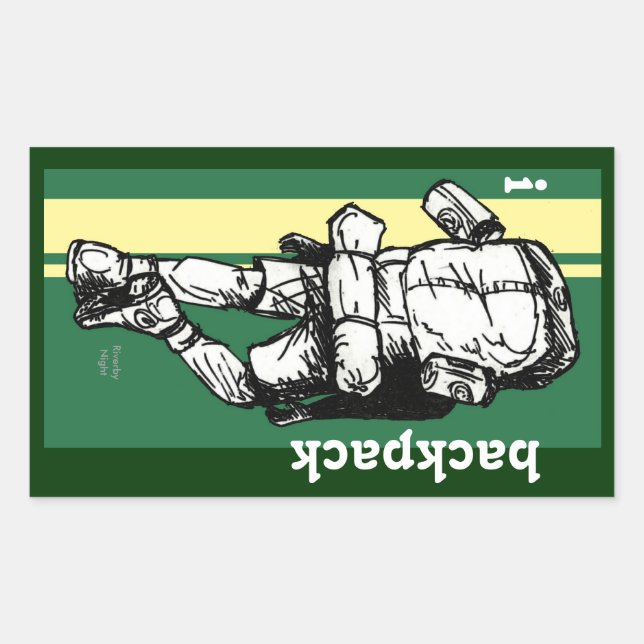 Backpacker (Typ)-GrünGelb Rechteckiger Aufkleber (Vorderseite)