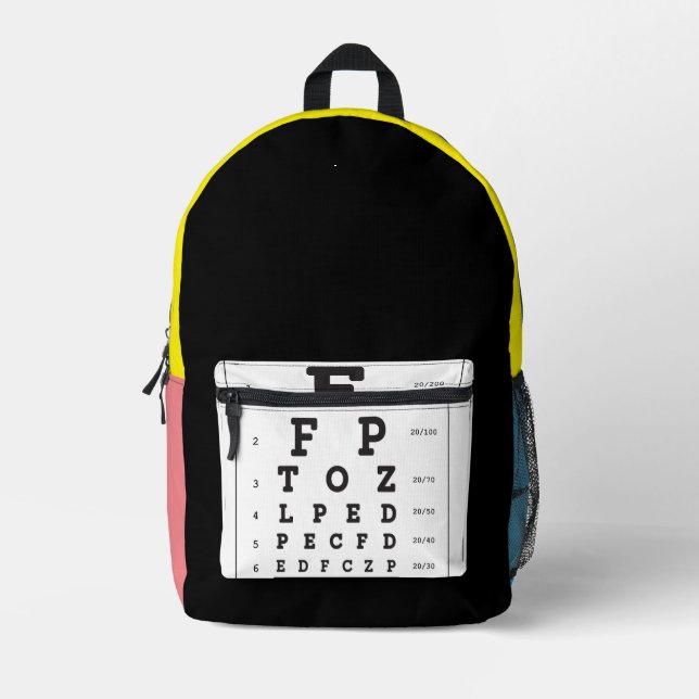 Backpackerpaket für die Eye Chart Book Back Pack Bedruckter Rucksack (Vorderseite)