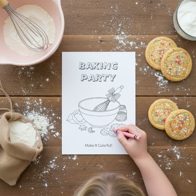 Backparty-Aktivitätsblatt | Kinder-Mal-Karte Einladung (Von Creator hochgeladen)