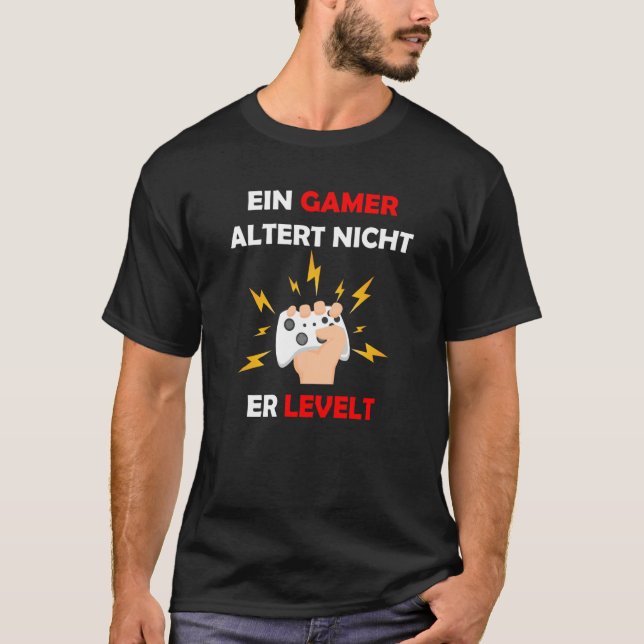 Backprint A gamer does not age it levels T-Shirt (Vorderseite)