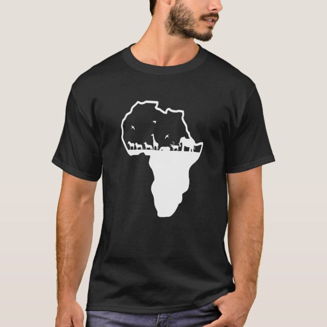 Backprint Africa Continent with African Animals Sa T-Shirt (Vorderseite)