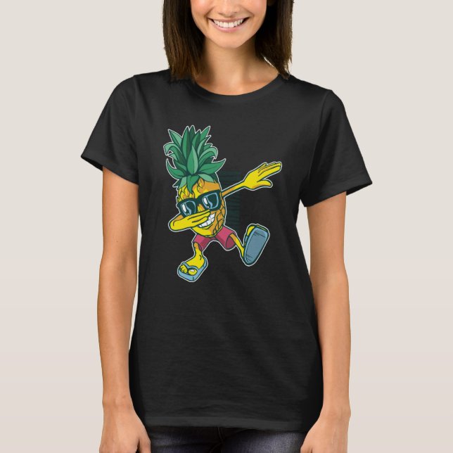 Backprint Ananas Dab Dance Pose Frucht Sommer T-Shirt (Vorderseite)