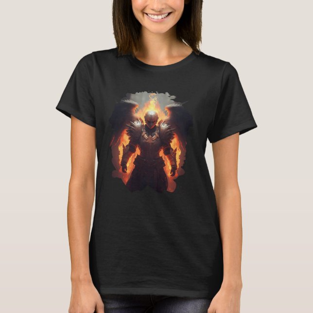 Backprint Angel of Fire with Flames of Hell T-Shirt (Vorderseite)