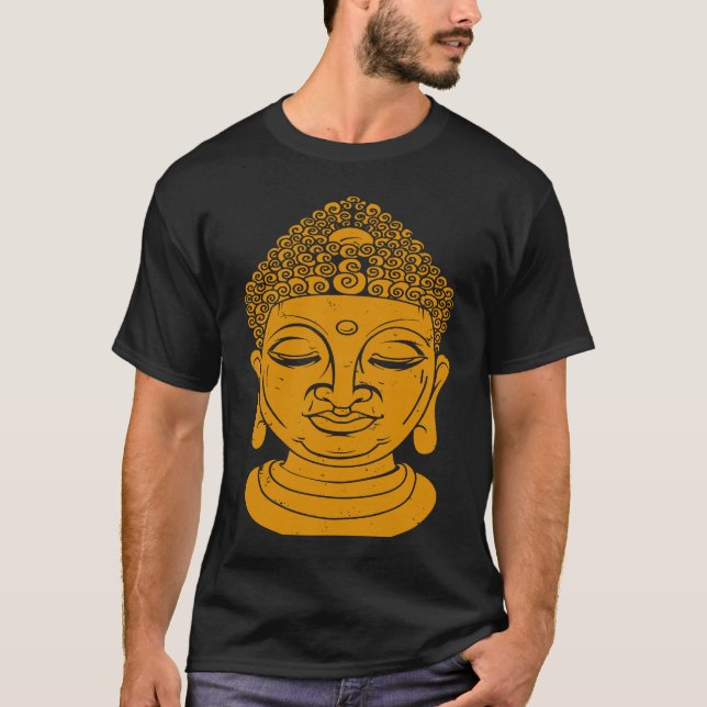 Backprint Buddha Head Meditation and Yoga T-Shirt (Vorderseite)