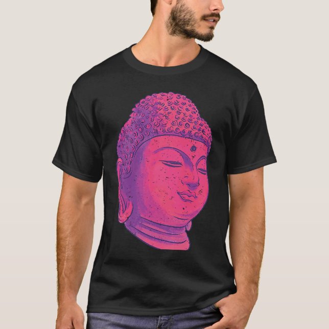 Backprint Buddha Kopf Heiligkeit und Chakra T-Shirt (Vorderseite)