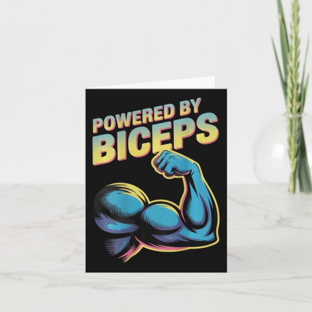 Backprint Funny Gym Spaß Biceps Gains Powered B Karte (Vorderseite)