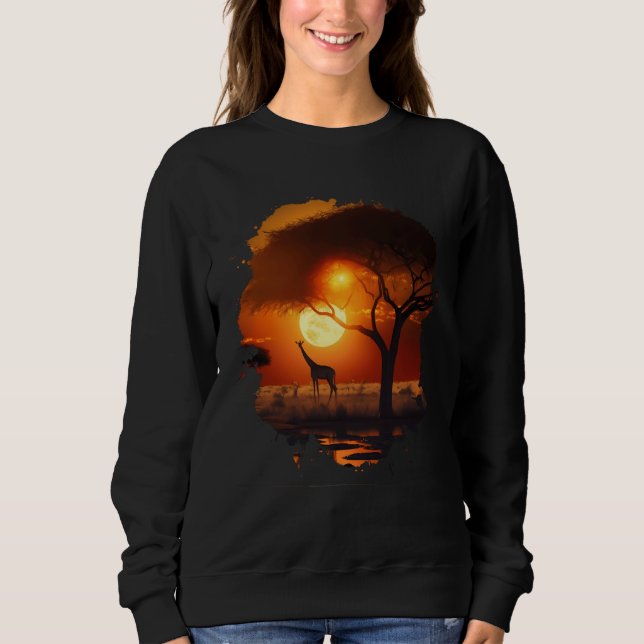 Backprint Giraffes in the hot savannah of Africa i Sweatshirt (Vorderseite)