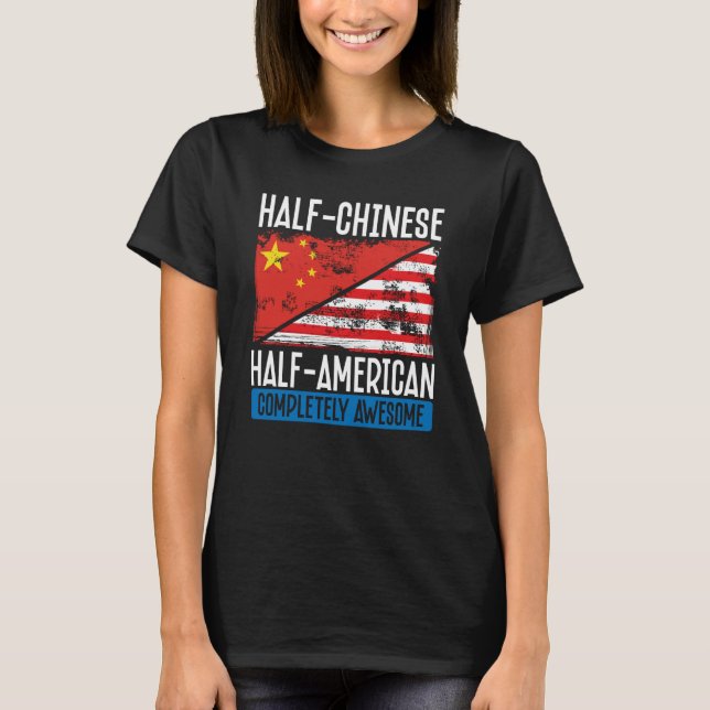 Backprint Halbwerter chinesischer Halbamerikaner V T-Shirt (Vorderseite)