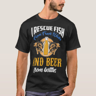 Backprint Ich rette Fische aus Wasser und Bier aus T-Shirt